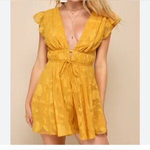 Lulu's Mustard Yellow Ruffle Romper